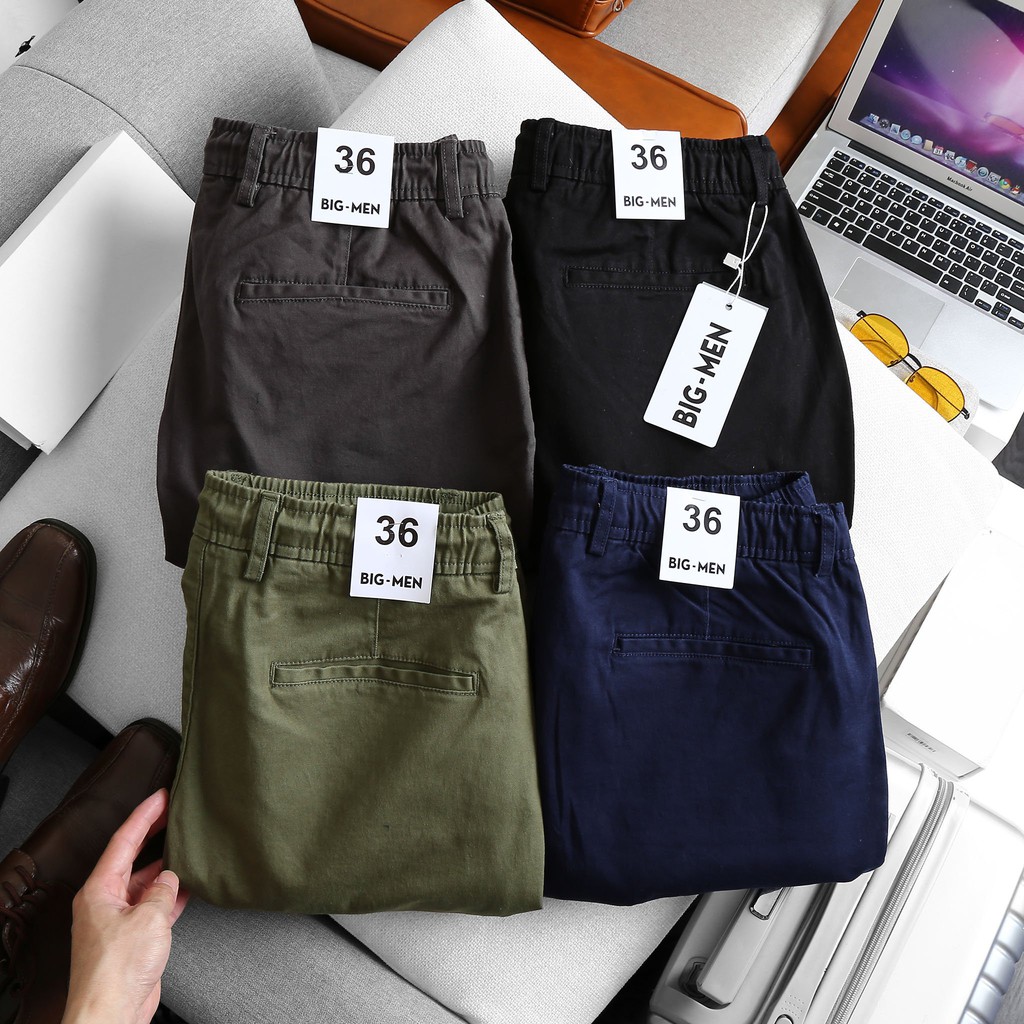 Quần short kaki lưng thun đủ màu xanh đen &lt; 130kg mặc đẹp