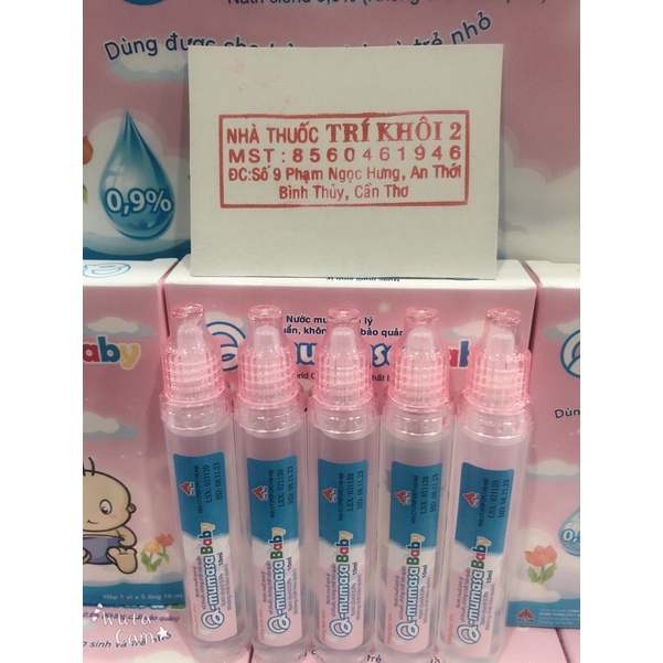 Nước muối sinh lý vô khuẩn cho bé Q-mumasa baby - Nước muối nhỏ mắt, mũi, tai cho bé Hộp 5 ống