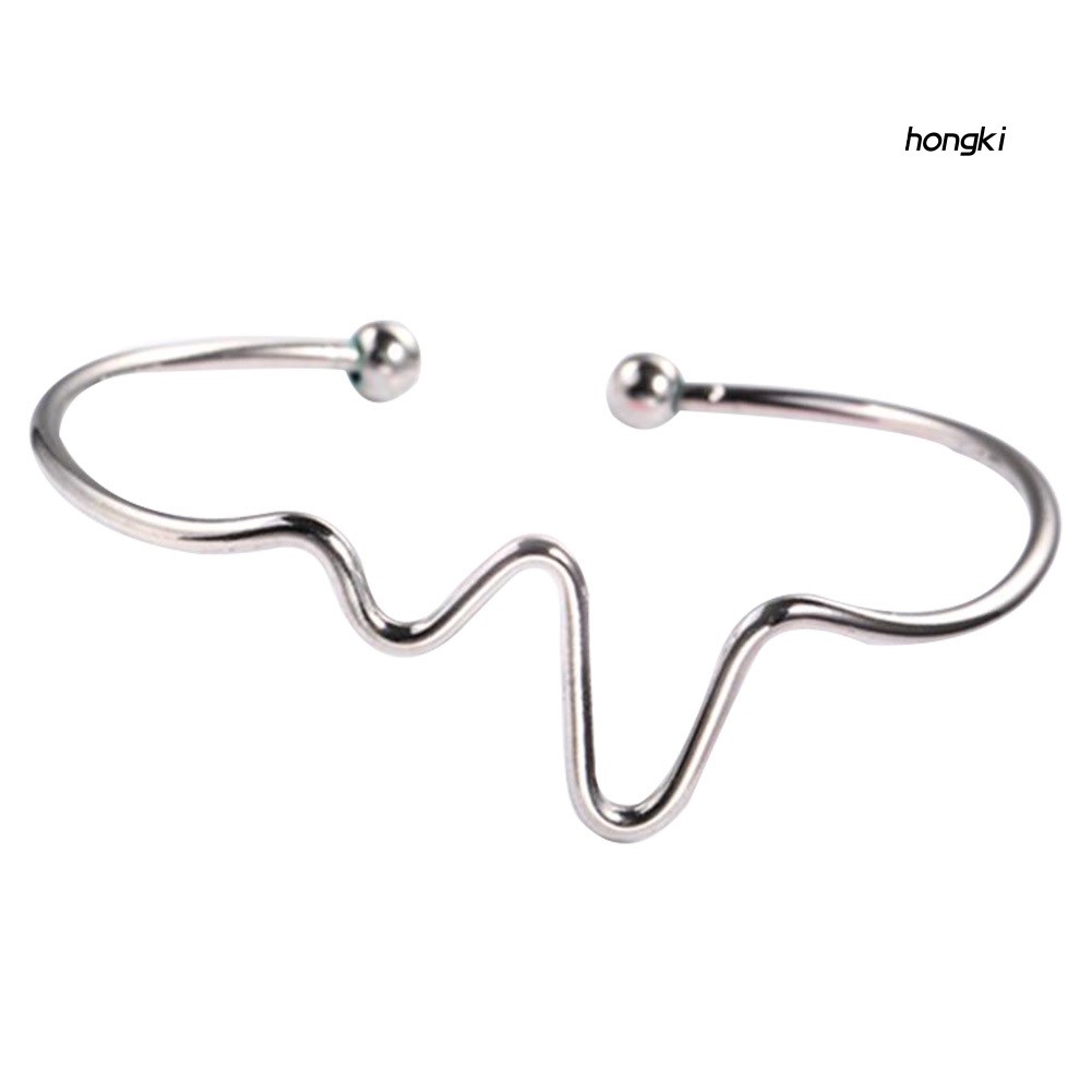 RHYTHM Vòng Tay Hợp Kim Hở Họa Tiết Nhịp Tim Đơn Giản Thời Trang Cho Nữ