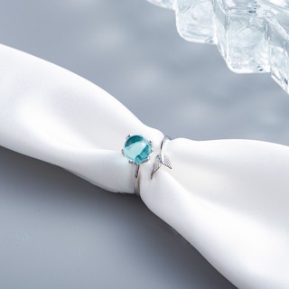 Nhẫn bạc nhẫn nữ hạt xanh biển bong bong tiên cá dễ thương