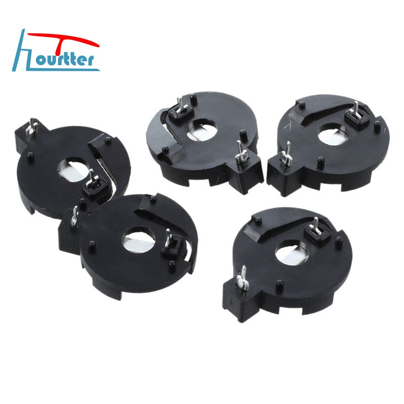 CR2016 2025 2032 Coin Cell Button Battery Holder Socket Black 5 Pcs