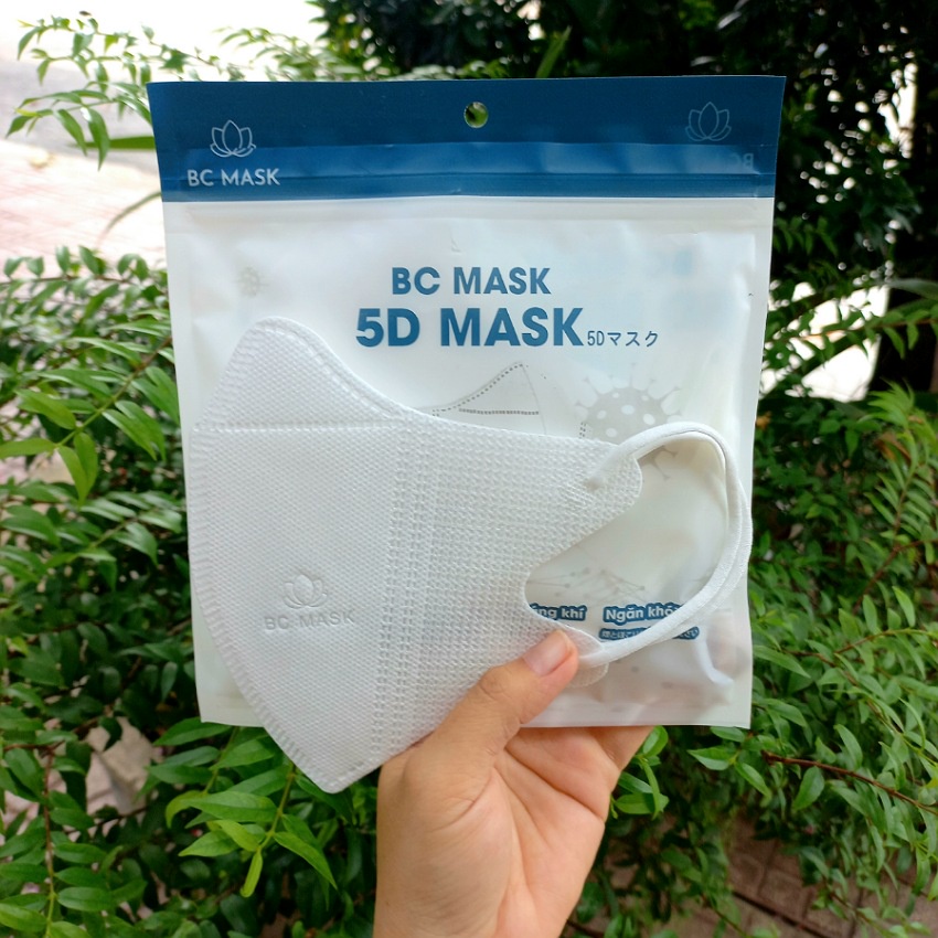 Combo 5 túi 50 cái Khẩu trang 5D mask Bảo Châu BC Mask, 3 lớp vải kháng khuẩn, quai thun co dãn tốt, nhiều màu đẹp.