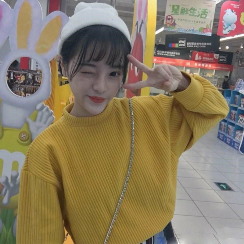 Hàng Sẵn_ Áo len tăm kẻ tay bồng phong cách Harajuku