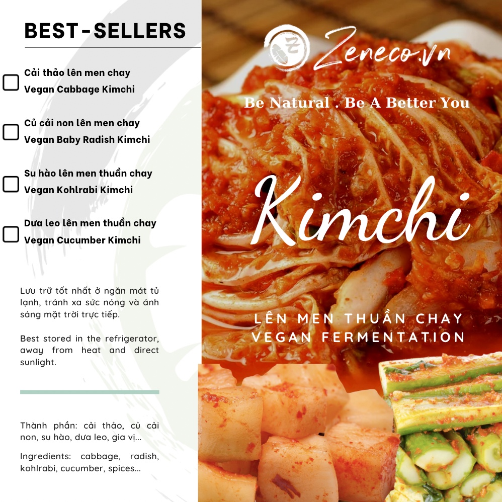 Kim chi cải thảo - củ cải non - su hào - dưa leo thuần chay | Vegan Cucumber - Kohlrabi - Radish - Cabbage Kimchi