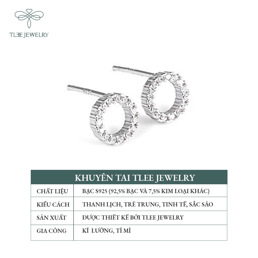 Khuyên tai bạc nữ TLEE hình tròn nạm đá xinh xắn NCJ B0150