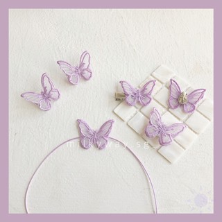 Khuyên tai, kẹp tóc, choker Bướm ren tím Lace Butterfly
