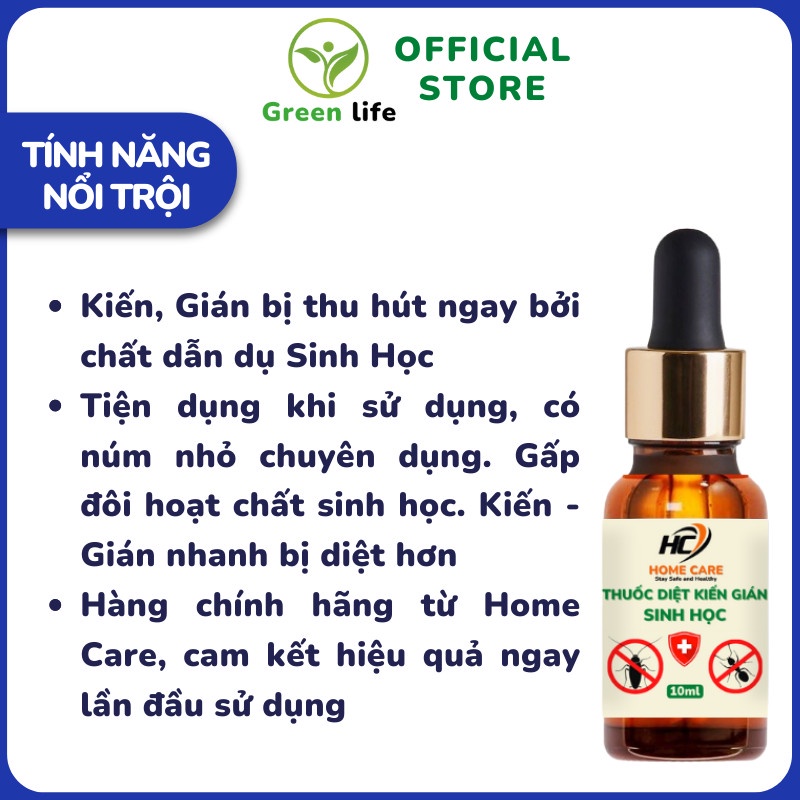 Thuốc Diệt Kiến Gián Sinh Học Home Care Chai 10 mL Diệt Tận Gốc Chính Hãng - An Toàn - Hiệu Quả 100%