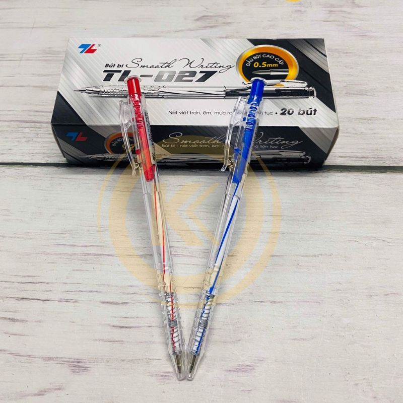 Hộp 20 Bút Bi Thiên Long TL-027 - Xanh/Đỏ/Đen (0.5mm)
