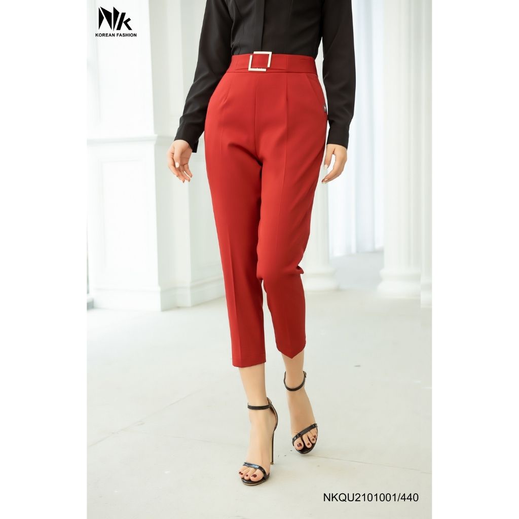 Quần Tây Nữ Công Sở NK Fashion Dáng Baggy Đai Cạp, Chất Liệu Nhập Hàn Mềm Mịn, Chống Nhăn Xù NKQU2101001