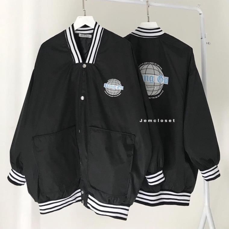 Áo Khoác Bomber Jacket Kaki 1 Lớp Form Rộng Phản Quang Logo Tròn Freesize Nam Nữ Ullzang Unisex Kèm Ảnh Thật