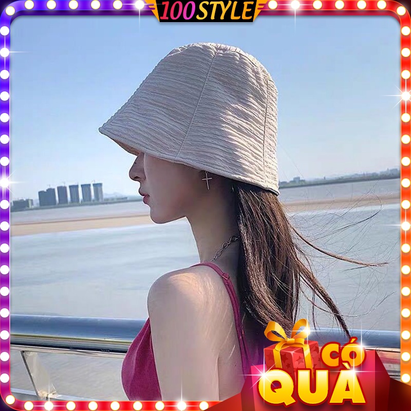 Nón Xô Ngư Dân Voan Vân Ngang Chống Nắng Xinh Xắn Phong Cách Nhật