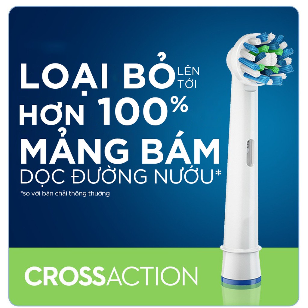 Cho máy Oral B Braun Cross Action EB-50A, Set Bộ 4 đầu bàn chải đánh răng điện đánh tan mảng bám Minh House