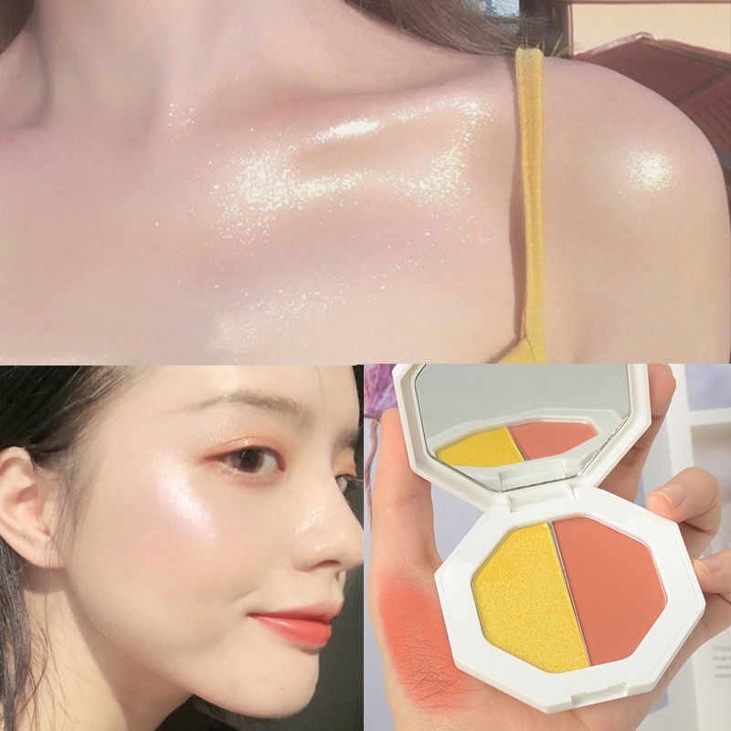 (Hàng Mới Về) Bảng Phấn Tạo Khối 2 Màu Lấp Lánh Chống Thấm Nước Lâu Trôi