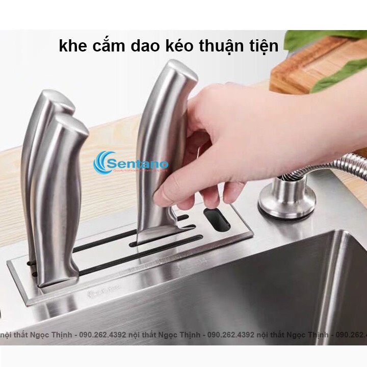 Chậu rửa chén đúc cao cấp đa năng inox 304 SENTANO Plus loại lớn 100x48 cm