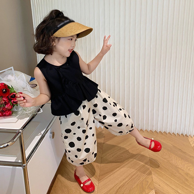 Set Áo Hai Dây Phối Quần Short Thời Trang Dễ Thương Cho Bé Gái