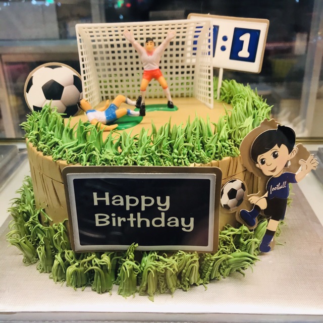 Bộ 7 cầu thủ bóng đá 2 cổng goal trang trí bánh kem hpbd
