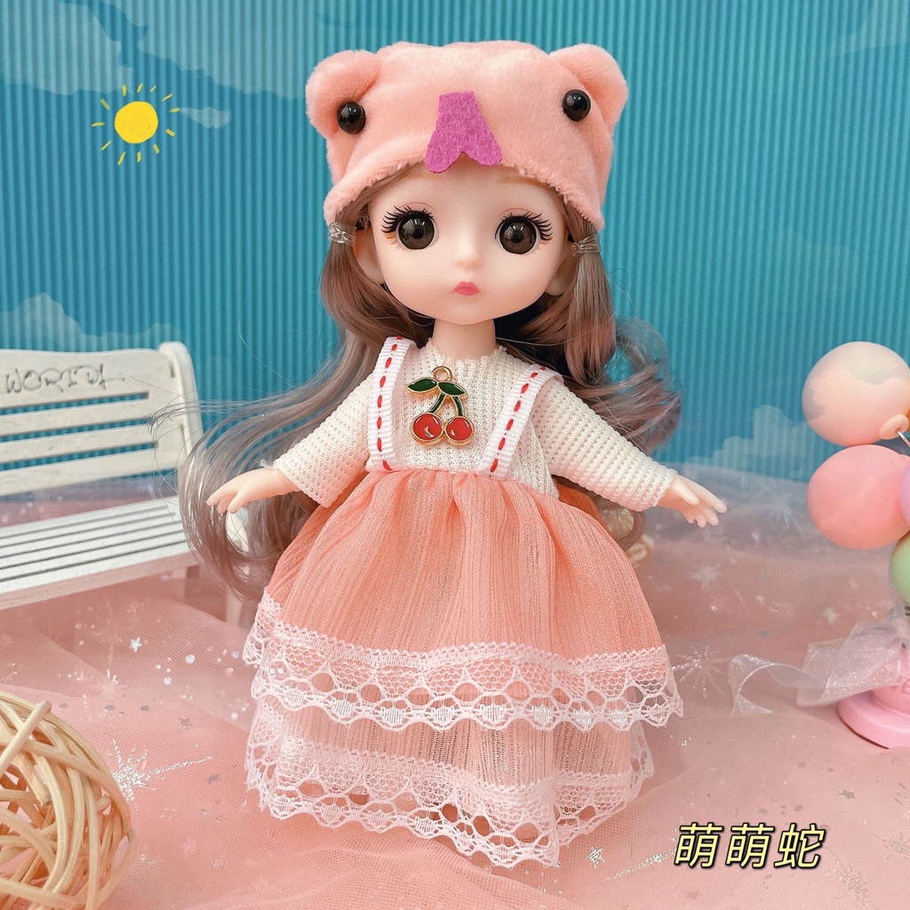Bộ Búp Bê Công Chúa Mặc Đầm Xinh Xắn Kích Thước 17Cm 1:8