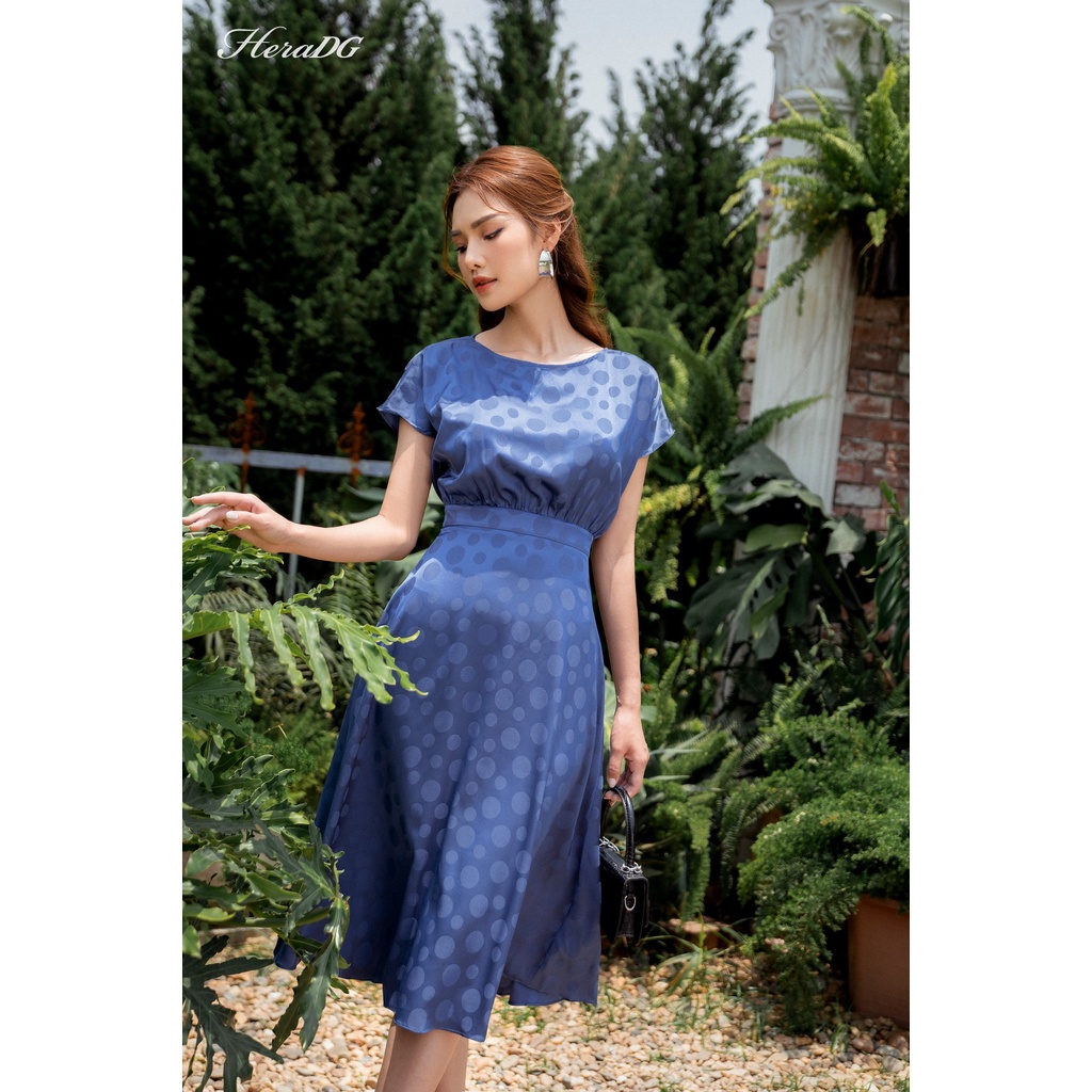 Đầm xòe tay chờm họa tiết châm bi HeraDG - SDPBA006-S