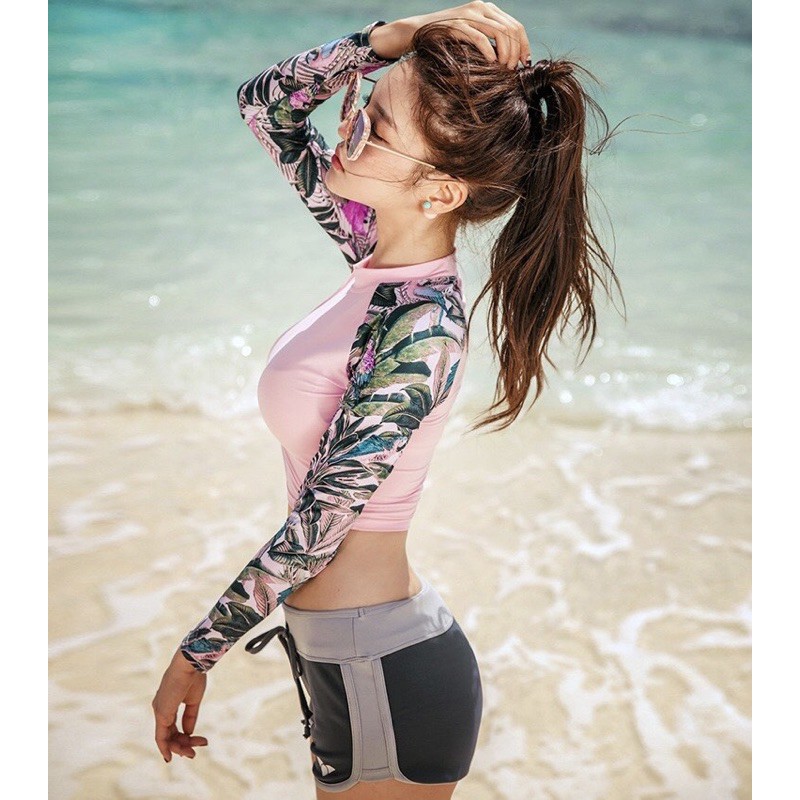 Bộ đồ bơi 2 mảnh áo dài tay dành cho bạn gái đi biển mã L31 | BigBuy360 - bigbuy360.vn