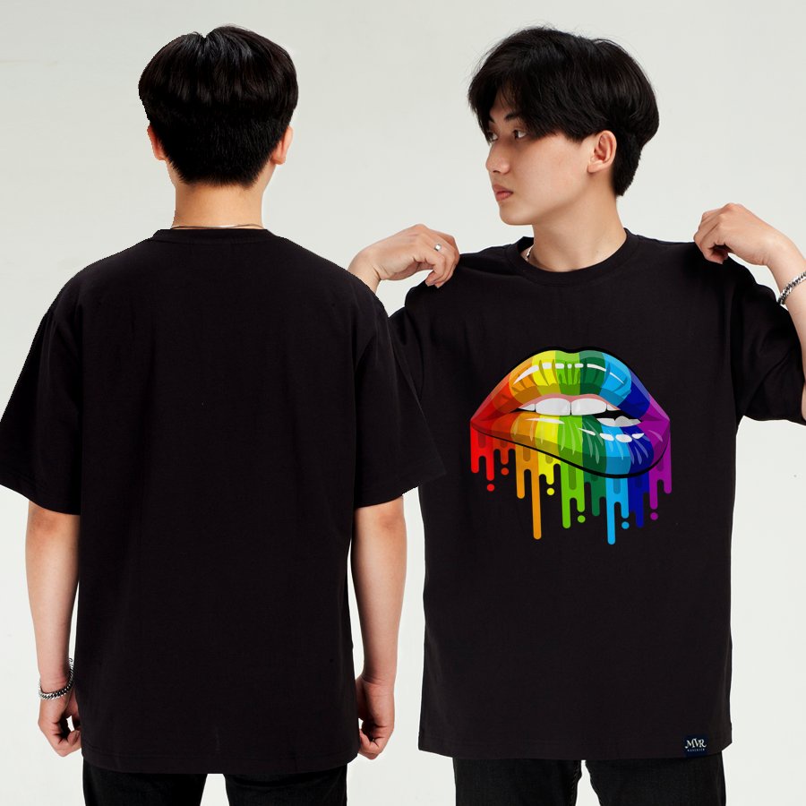Áo Thun Phông Nam Nữ In Hình Môi 7 Cầu Vồng LGBT Tự Hào Pede Gay Les LGBT Phong Cách Form Hàn Quốc Nhiều KK6008