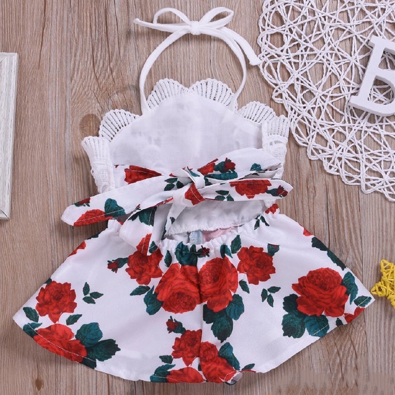 Bộ Áo Liền Quần In Hoa Dễ Thương Dành Cho Bé Gái akku