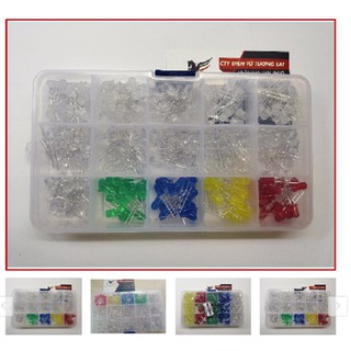 Hộp Combo 15 loại Led Đơn 5mm 300 Con Tổng Hợp (có led đục và led trong)