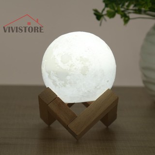 3D Print Moon Lamp Rechargeable LED Night Light Touch Switch Bedside Lights