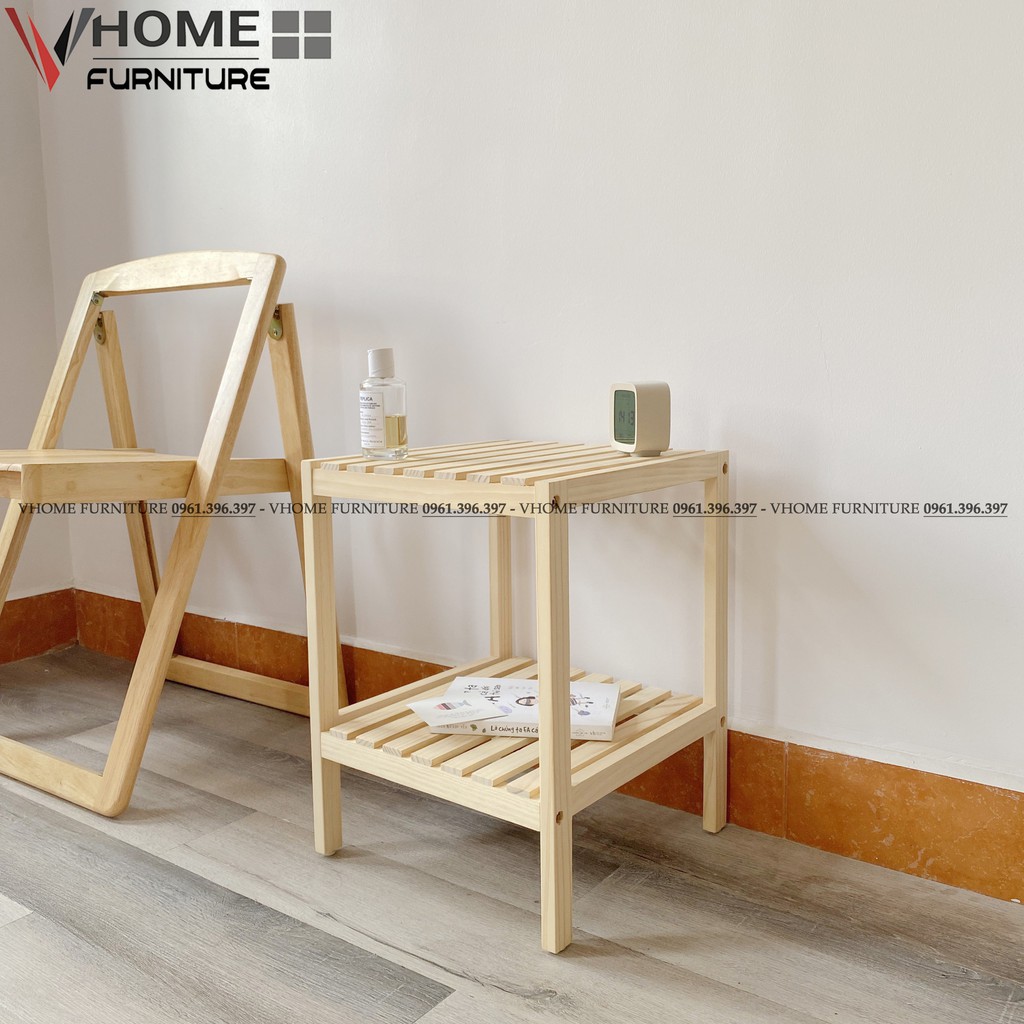Kệ Đầu Giường Gỗ Thông VHOME Furniture Mặt Nan Gỗ 35cm x 35cm x 50cm Nội Thất Lắp Ráp | BigBuy360 - bigbuy360.vn