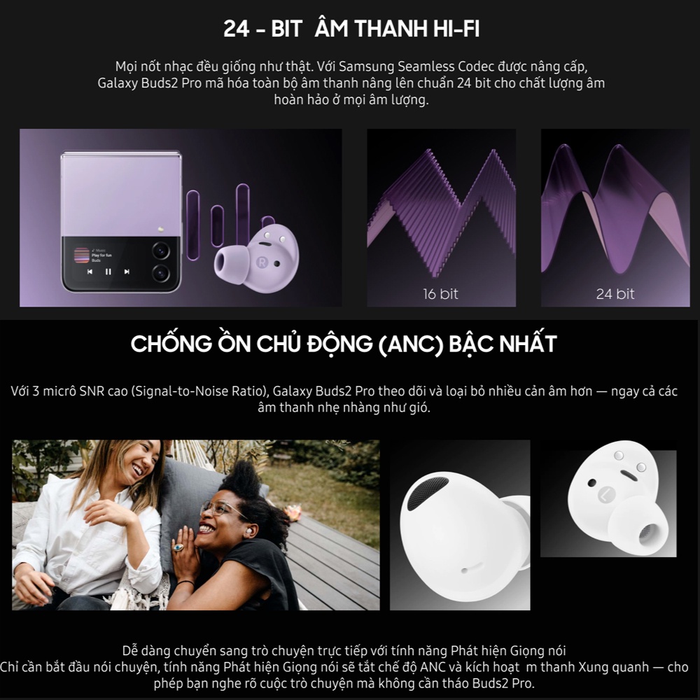 Tai nghe Bluetooth Samsung Galaxy Buds 2 Pro - Hàng chính hãng