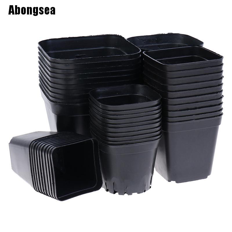 10 Chậu hoa màu đen bằng nhựa hình vuông dùng để trồng cây