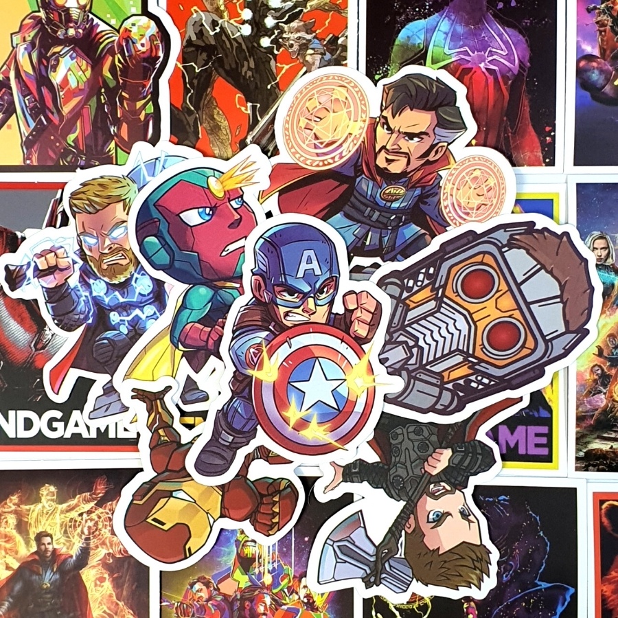 [SET E] Sticker MARVEL dán chống thấm, decor mũ nón bảo hiểm, vali, ván trượt, laptop, điện thoại, guitar, tủ lạnh