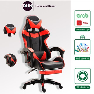 Ghế Gaming Chơi Game Có Massage Kèm Gối, Ghế Văn Phòng Chân Xoay Điều Chỉnh Kích Thước Tựa Lưng Nằm, Ngồi Bọc Da Ca