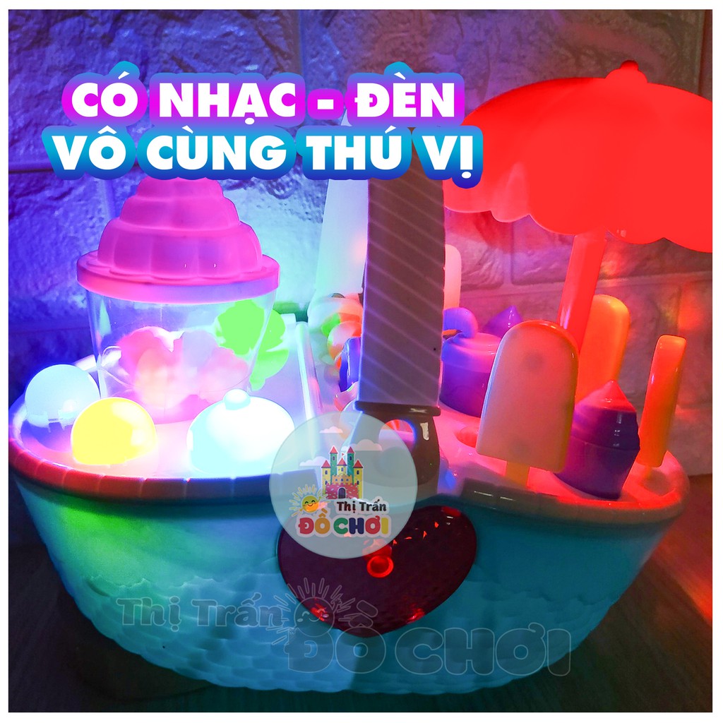 Đồ chơi nấu ăn 👩🏾‍🍳 GIÁ SỐC 👩🏾‍🍳 Đồ chơi nhà bếp mẫu giỏ xách xe kem dù dùng pin có nhạc, đèn cho bé 669-1