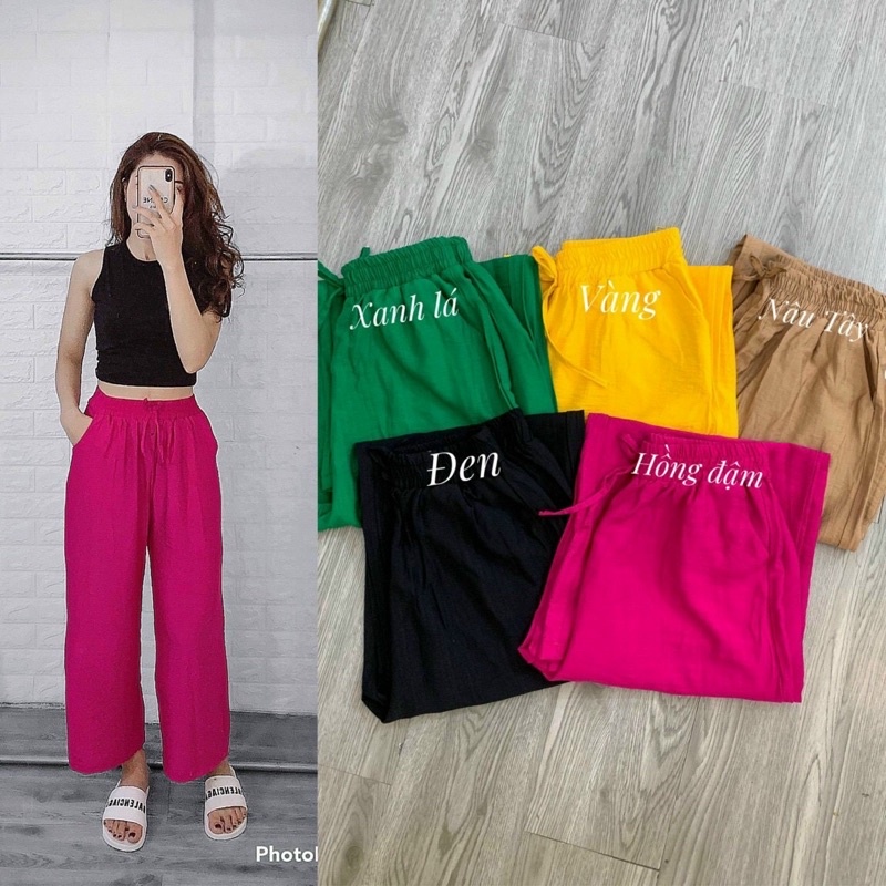 Quần Đũi Nữ Suông Ống Rộng Chất Đũi Tơ Mềm Mịn Đi Chơi, Đi Làm Size S-M-L