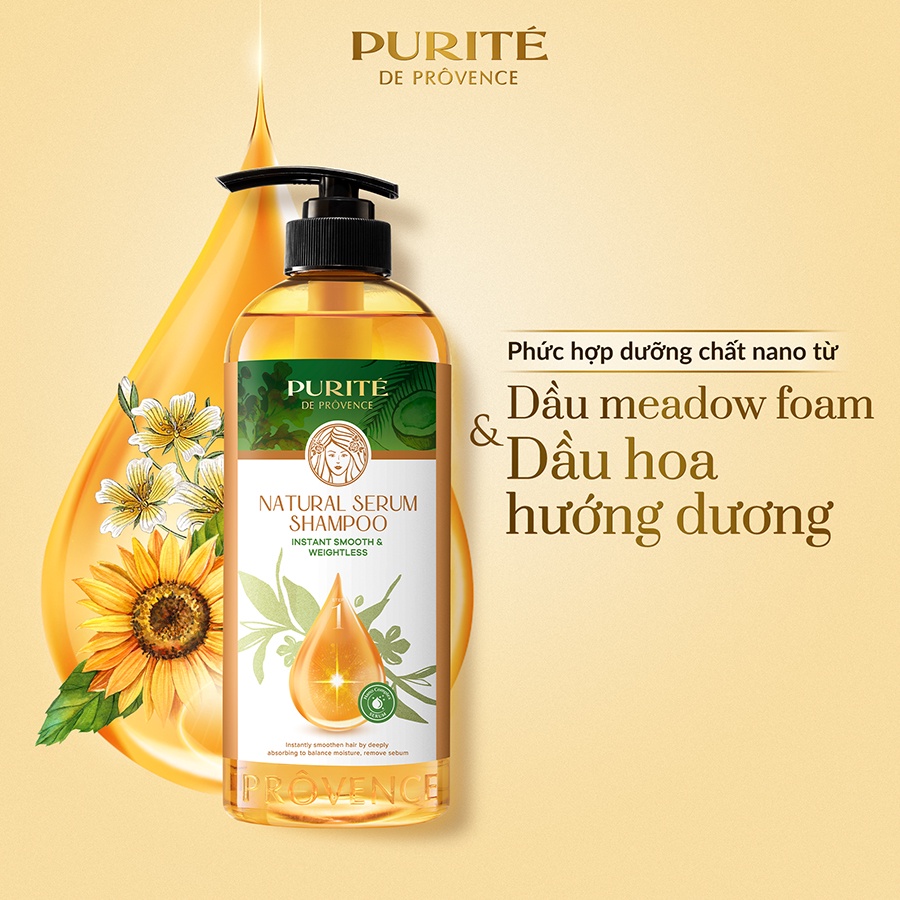 Dầu gội Purité serum thiên nhiên không bết dầu 620ml