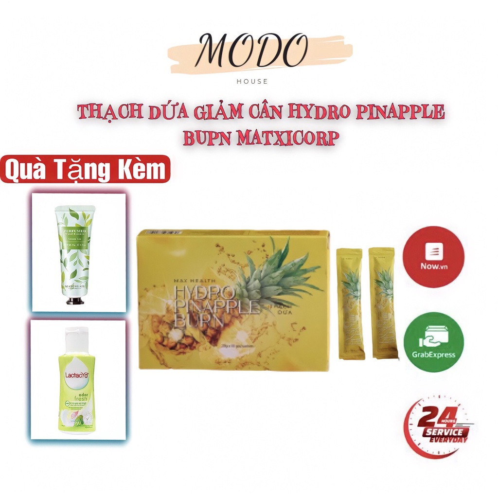 Thạch Dứa Giảm Cân Hydro Pinapple Burn - Matxicorp, Giảm Cân Hiệu Quả An Toàn Cho Tất Cả Cơ Địa (Hộp 10 Gói)