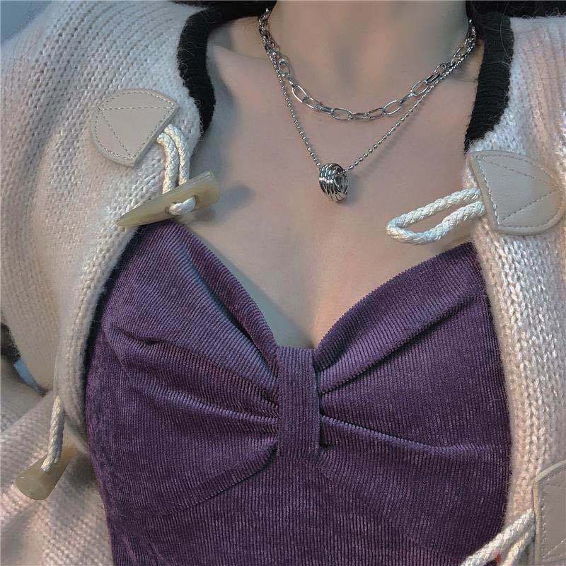 Ahellogirl Dây Chuyền Chất Liệu Thép Titan Thiết Kế Nhiều Lớp Phong Cách Hàn Quốc Dành Cho Nữ