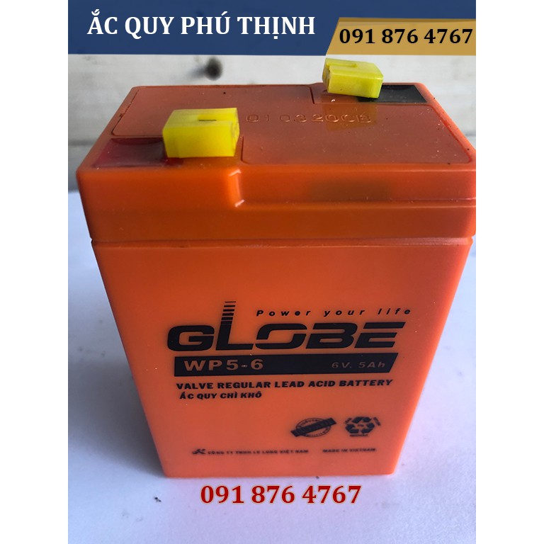 Ắc quy chạy quạt, xe ô tô trẻ em Globe 6V-5Ah WP5-6