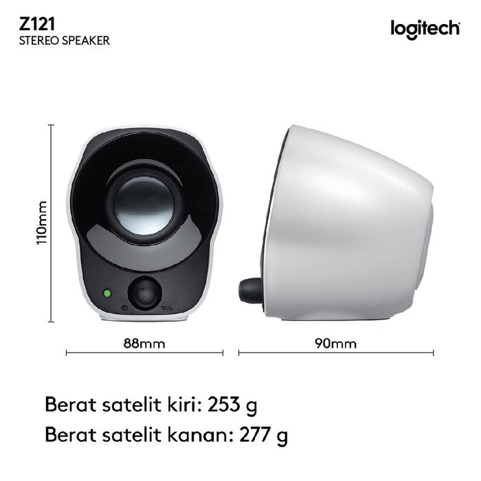 Loa vi tính Logitech STEREO SPEAKERS Z121 2.0 1.2W - Hàng Chính Hãng