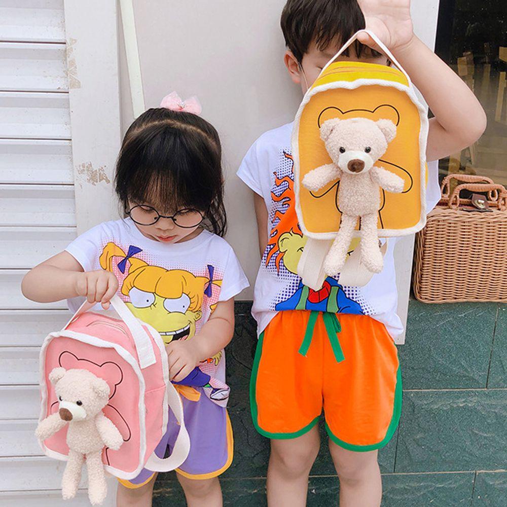 Ba Lô Đi Học Có Khóa Kéo Họa Tiết Gấu Hoạt Hình Dễ Thương Cho Bé Mẫu Giáo