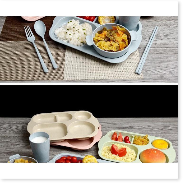 Khay ăn dặm👉BH 1 THÁNG 👈 Bộ 6 món khay ăn dặm lúa mạch an toàn cho bé,tiện lợi, dễ dàng sử dụng, tiện lợi 5297
