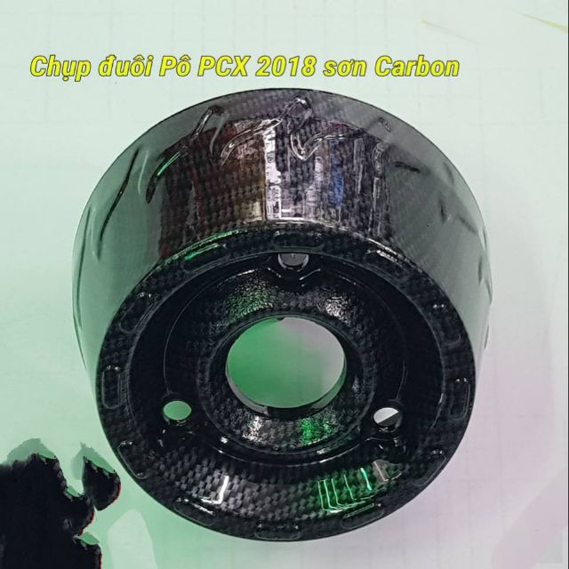Chụp đuôi pô PCX 2018 sơn cacbon