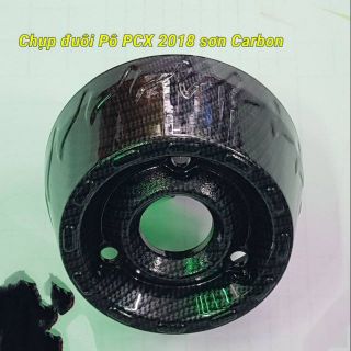 Chụp đuôi pô pcx 2018 sơn cacbon