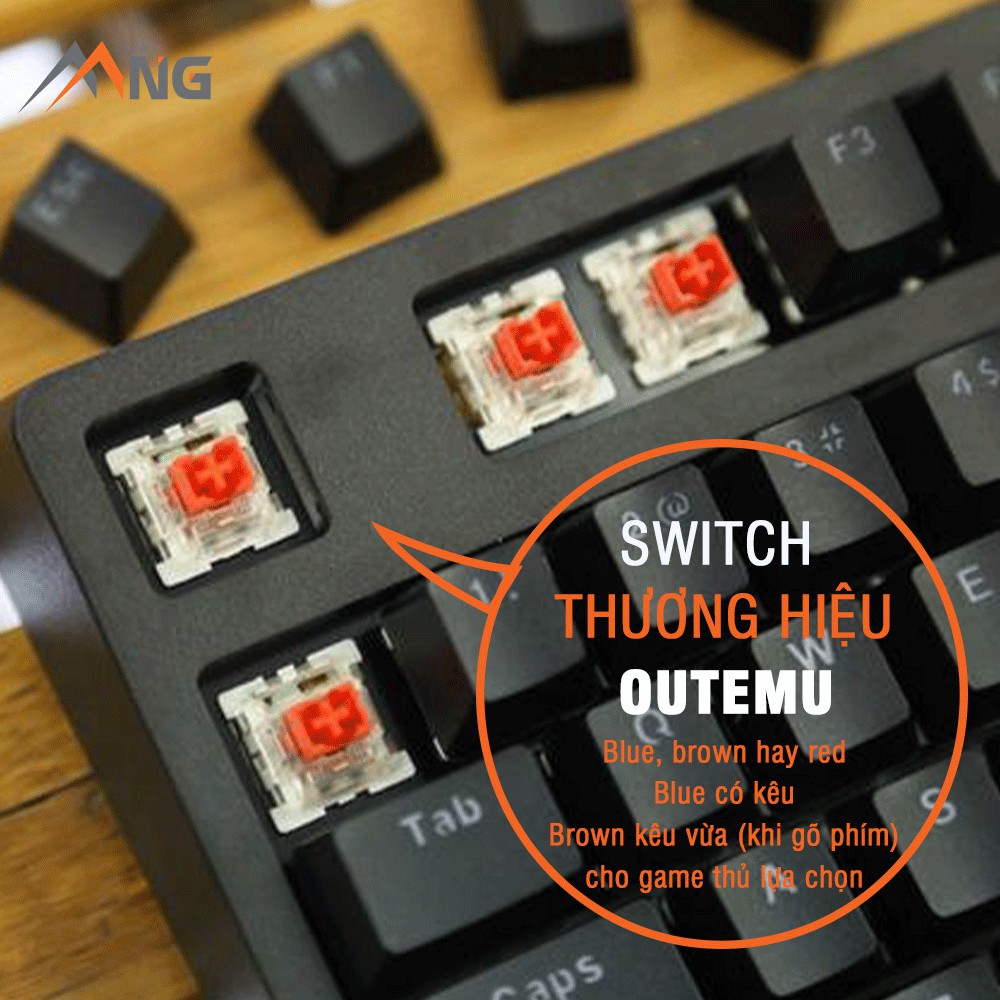 Bàn phím Gaming EDra EK387 Cơ Dành cho văn phòng, chơi Game Đèn Led Có Dây Keycap Doubles