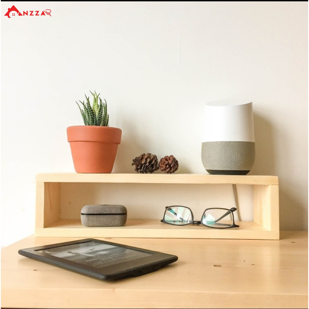 Kệ gỗ Anzzar hình khối chữ nhật để bàn, treo tường làm giá sách, để đồ trang trí nhà cửa KCN-01