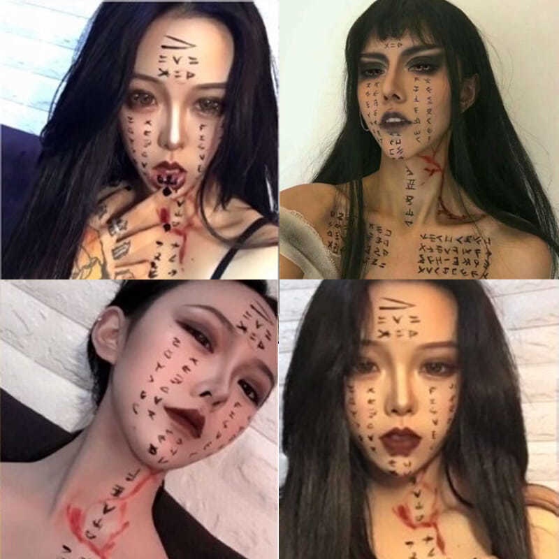 Hình xăm dán hóa trang halloween phong cách Nhật Bản độc đáo