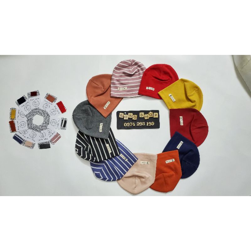 Mũ trùm đầu che tai cotton nỉ thu đông 2 lớp cho bé trai bé gái cao cấp (3-36 tháng)