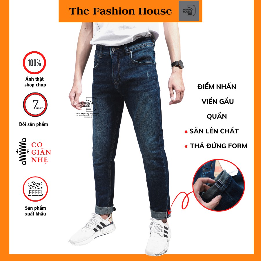 Quần Jean Nam Đen Xanh Quần Bò Nam Cao Cấp Quần Jean Nam Chất Bò Quần Jean Nam Xanh Xước The Fashion House M038