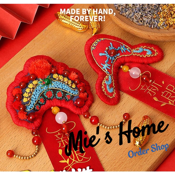 Màu đỏ cưới / chú rể và cô dâu series thêu túi thơm thủ công Hôn nhân an toàn diy thêu nguyên liệu  Mie Handmade Shop