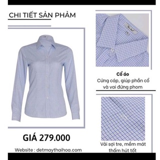 Áo sơ mi nữ Thái Hòa mã A09204 sọc caro vải sợi tre pha cotton